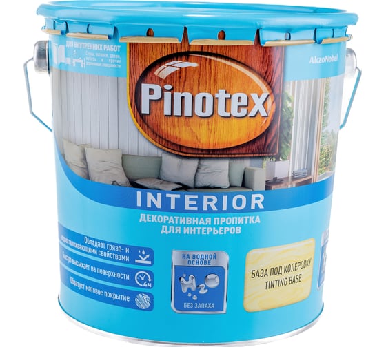 Интерьерная декоративная пропитка PINOTEX INTERIOR (на водной основе; прозрачная; бесцветный; 2.7 л) 5195675