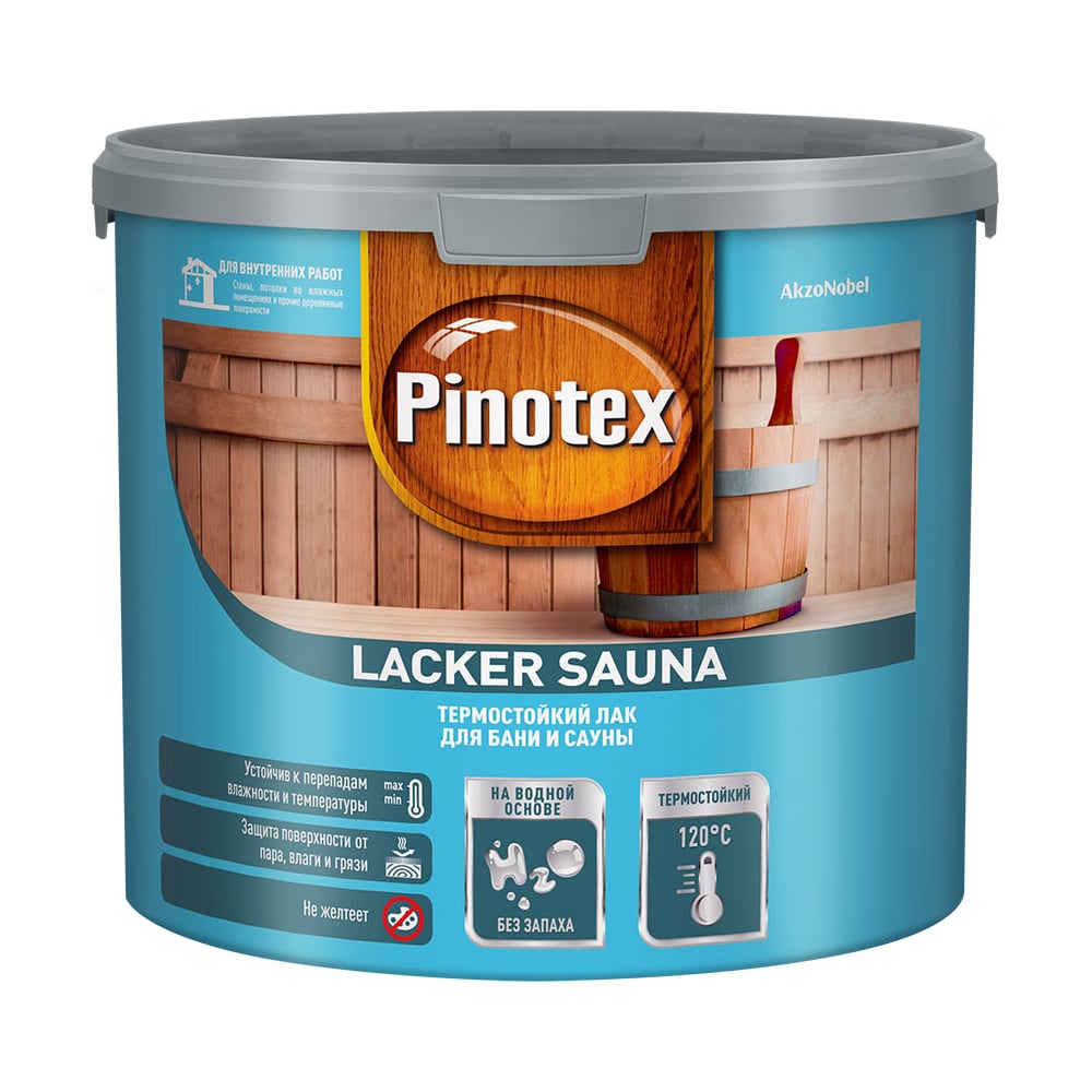 Термостойкий лак для бани и сауны PINOTEX LACKER SAUNA 20 (на водной ...