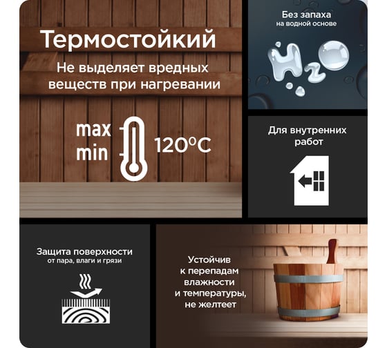 Термостойкий лак для бани и сауны PINOTEX LACKER SAUNA 20 (на водной основе;  для внутренних работ; полуматовый; 2.7 л) 5254108
