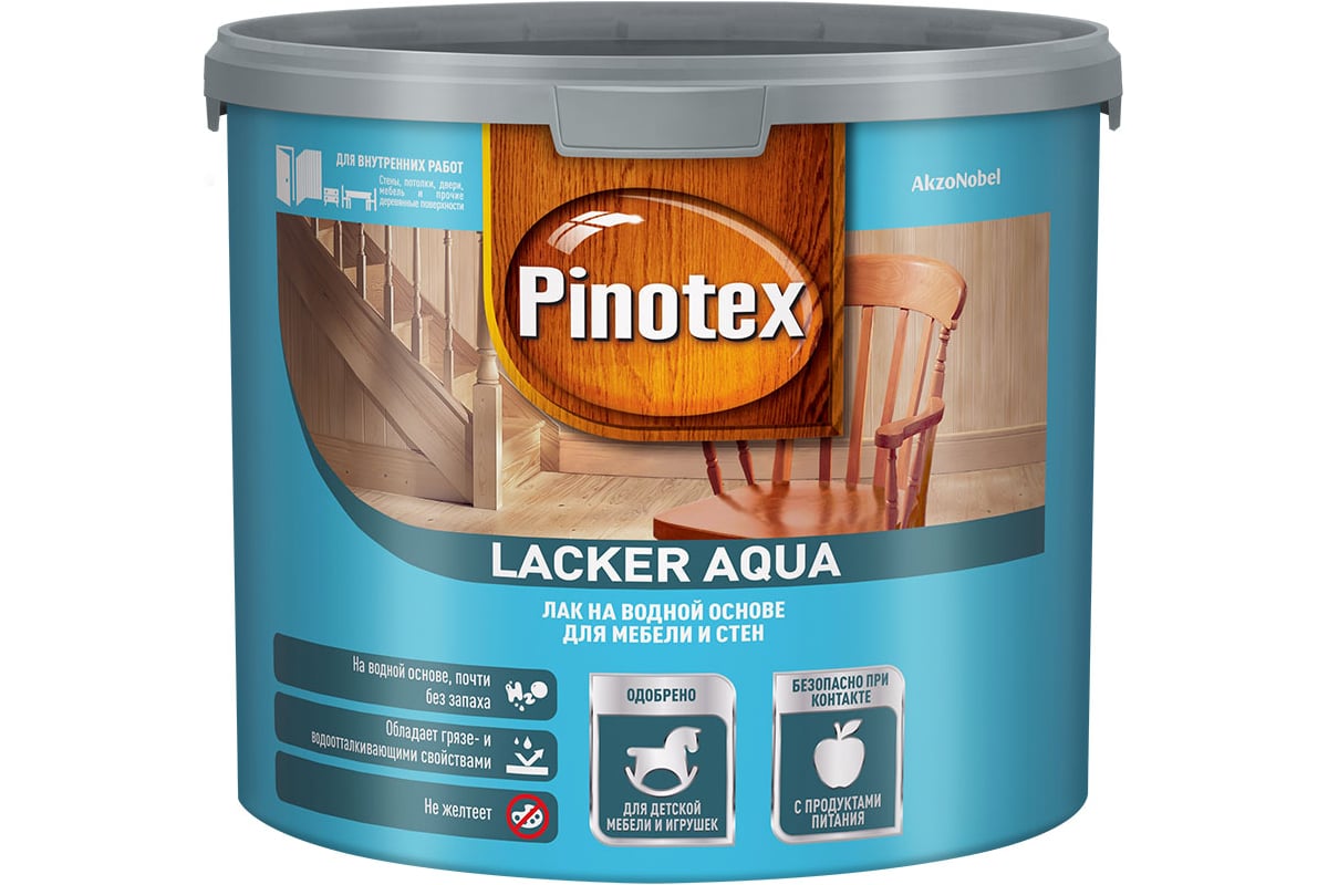 Лак для мебели и стен PINOTEX LACKER AQUA 10 (на водной основе; для  внутренних работ; матовый; 2.7 л) 5254106 - выгодная цена, отзывы,  характеристики, 1 видео, фото - купить в Москве и РФ