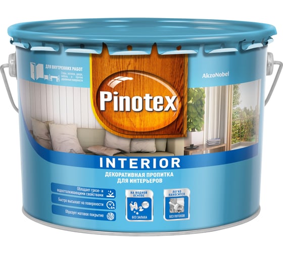 Интерьерная декоративная пропитка PINOTEX INTERIOR (на водной основе; прозрачная; бесцветный; 9 л) 5270904