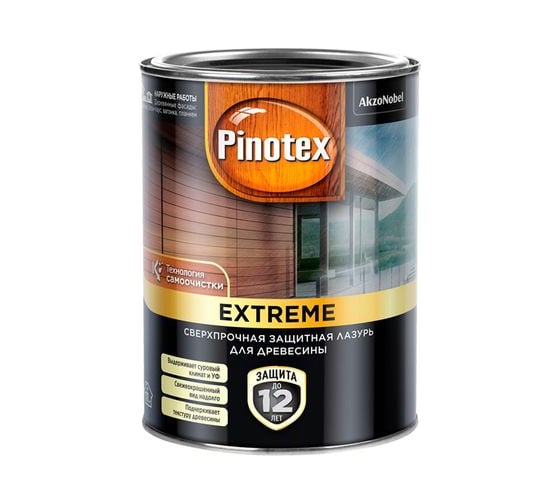 Лазурь с эффектом самоочистки для защиты древесины PINOTEX EXTREME (белая; 9 л) 5351741 1