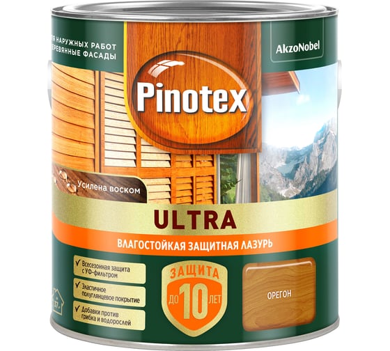 Влагостойкая защитная лазурь для древесины PINOTEX ULTRA NW (орегон; 2.5 л) 5803604