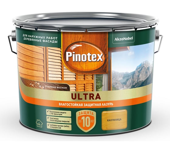 Влагостойкая защитная лазурь для древесины PINOTEX ULTRA NW (калужница; 9 л) 5803412