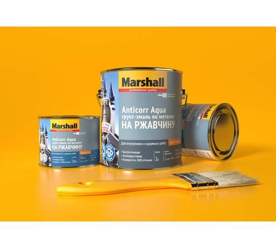 Эмаль MARSHALL ANTICORR AQUA антикоррозийная акриловая, полуглянцевая, баз BW, 2 л 5255646