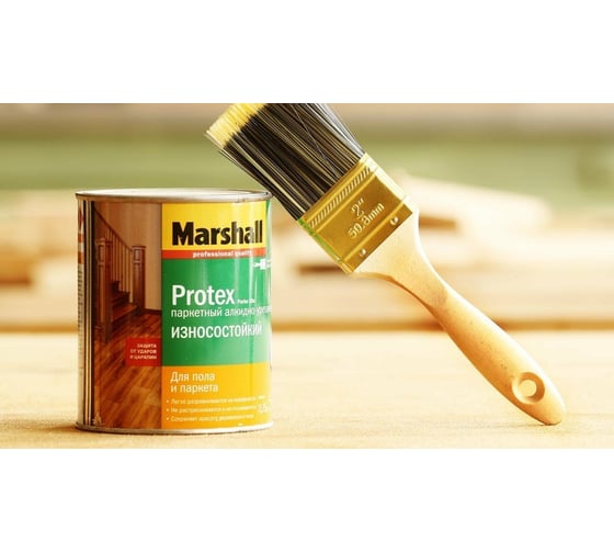 Лак MARSHALL PROTEX паркетный, износостойкий, глянцевый, 9 л 5255189