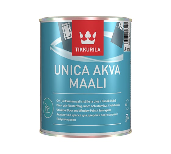Краска TIKKURILA UNICA AKVA MAALI акрилатная для окон и дверей, полуглянцевая, база A 2,7л* 47860010130 1