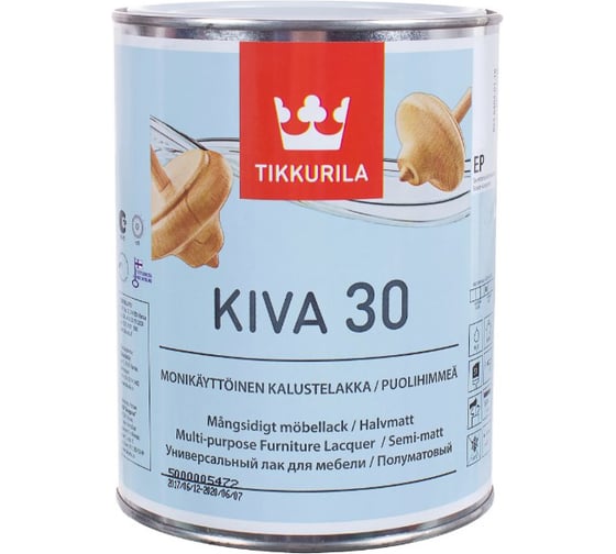 Лак TIKKURILA KIVA для мебели универсальный для внутренних работ, полуматовый 2,7л 85564040130