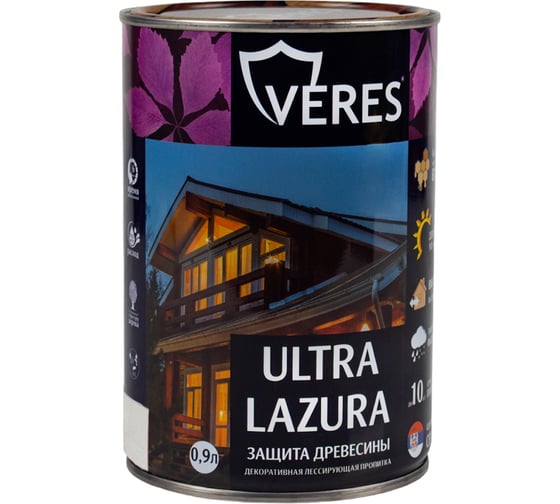 Пропитка Veres Ultra Lazura №12 белый 0.9 л 1/6 42033 1