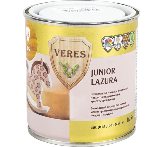 Пропитка Veres Junior Lazura №19 дуб 0.25 л 1/6 48852