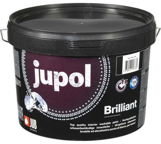Моющаяся краска Jub Jupol Brilliant для внутренних работ база а 1001 15 л 1/24 48296
