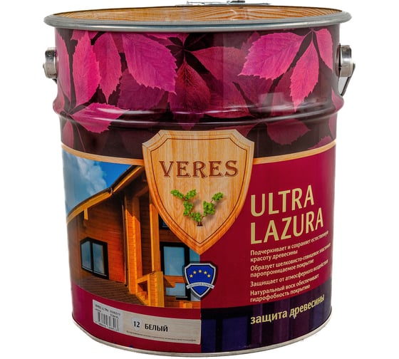 Пропитка Veres Ultra Lazura №12 белый 9 л 1 205696