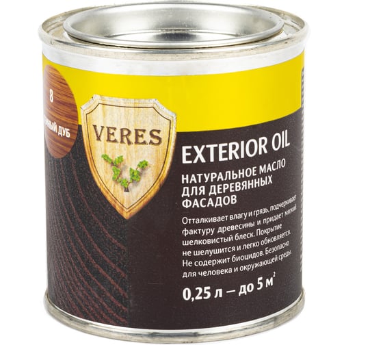 Масло Veres Oil Exterior для наружных работ №8 темный дуб 0.25 л 1/6 52310