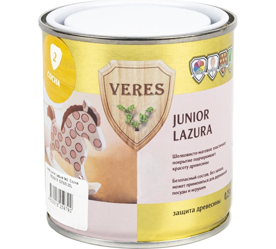 Пропитка Veres Junior Lazura №2 сосна 0.25 л 1/6 48851