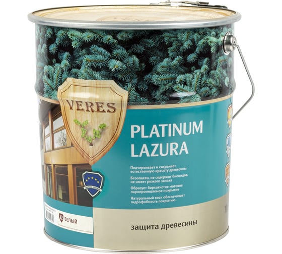 Пропитка Veres Platinum Lazura №12 белый 10 л 1 48840