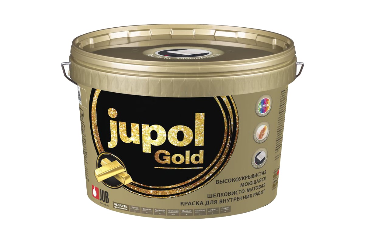 Моющаяся краска Jub Jupol Gold для внутренних работ база с 1000 4.5 л  1/2/72 48287 - выгодная цена, отзывы, характеристики, фото - купить в  Москве и РФ