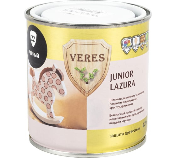 Пропитка Veres Junior Lazura №22 черный 0.25 л 1/6 48855