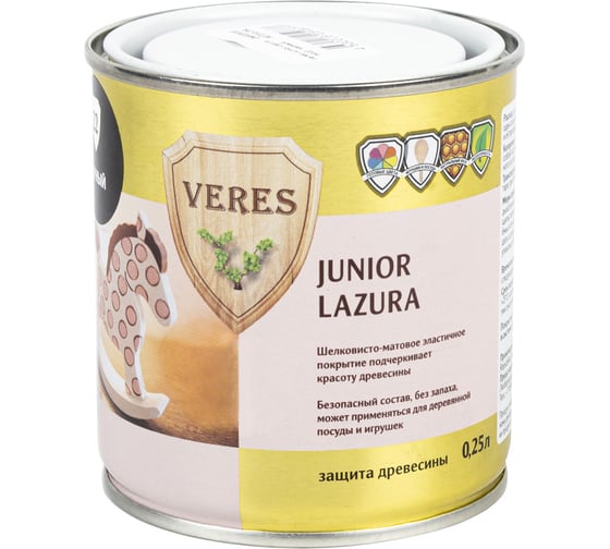 Пропитка Veres Junior Lazura №22 черный 0.25 л 1/6 48855