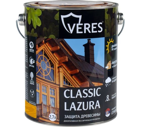 Пропитка Veres Classic Lazura №2 сосна 2.7 л 1/4 42024