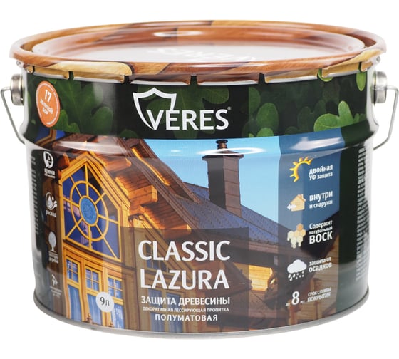 Пропитка Veres Classic Lazura №17 золотой бор 9 л 1 205688