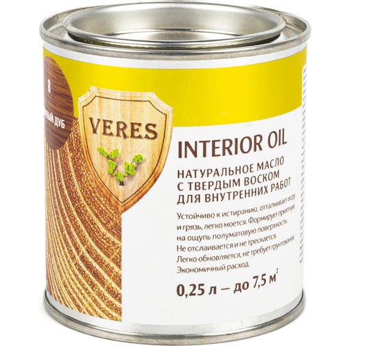 Масло Veres Oil Interior для внутренних работ №8 темный дуб 0.25 л 1/6 52298