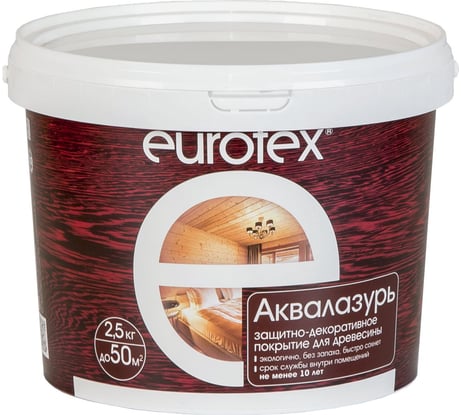 Защитно-декоративное покрытие для древесины Eurotex Аквалазурь олива, полуглянцевое, 2.5 кг 48782