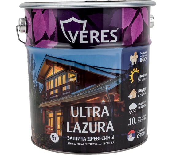 Пропитка Veres Ultra Lazura №4 орех 9 л 1 205692