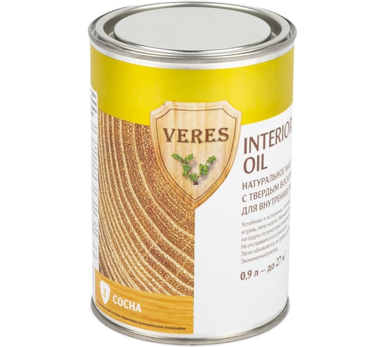 Масло Veres Oil Interior для внутренних работ №2 сосна 0.9 л 1/6 52293 1