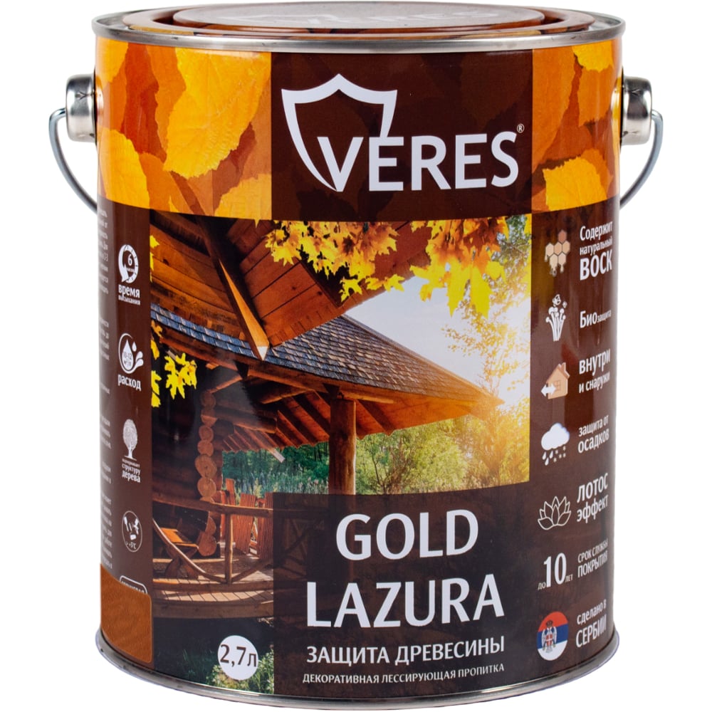 Пропитка  Gold Lazura №19 дуб 2.7 л 1/4 44941 - выгодная цена .