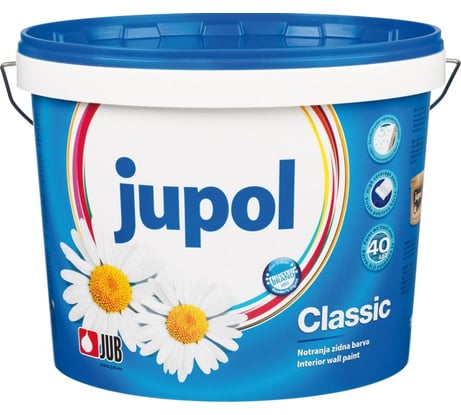 Матовая краска Jub Jupol Classic для стен и потолков супербелая 5 л 1/2/72 48277