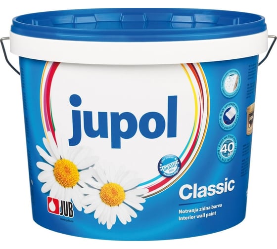 Матовая краска Jub Jupol Classic для стен и потолков супербелая 5 л 1/2/72 48277