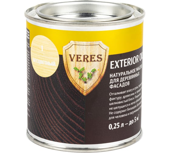Масло Veres Oil Exterior для наружных работ №1 бесцветный 0.25 л 1/6 52286