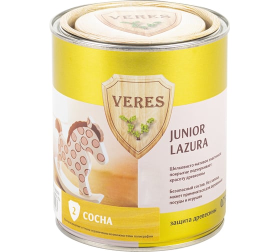 Пропитка Veres Junior Lazura №2 сосна 0.75 л 1/4 48867 1