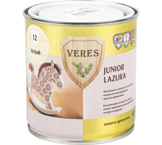 Пропитка Veres Junior Lazura №12 белый 0.25 л 1/6 48850 1