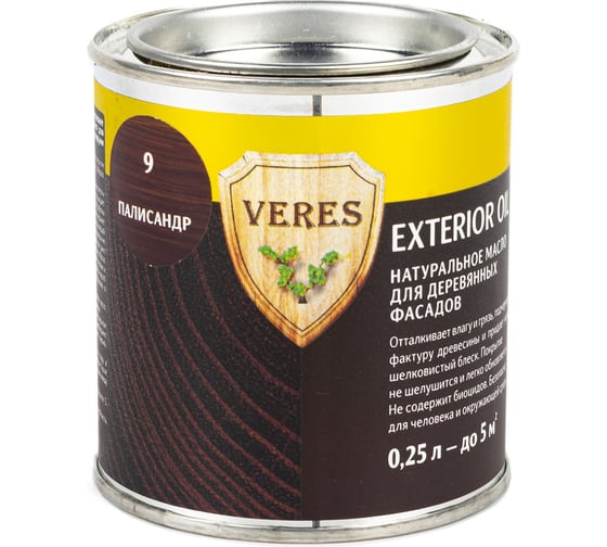 Масло Veres Oil Exterior для наружных работ №9 палисандр 0.25 л 1/6 52313