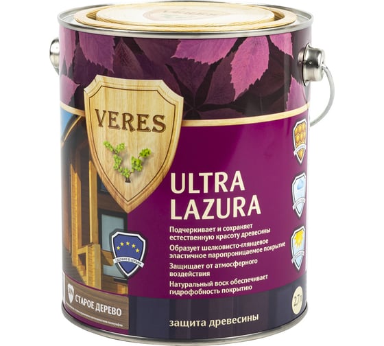 Пропитка Veres Ultra Lazura №30 старая древесина 2.7 л 1/4 205675