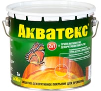 Защитно-декоративное покрытие для дерева АКВАТЕКС 2 в 1 полуматовое, желтый, 3 л 4 525