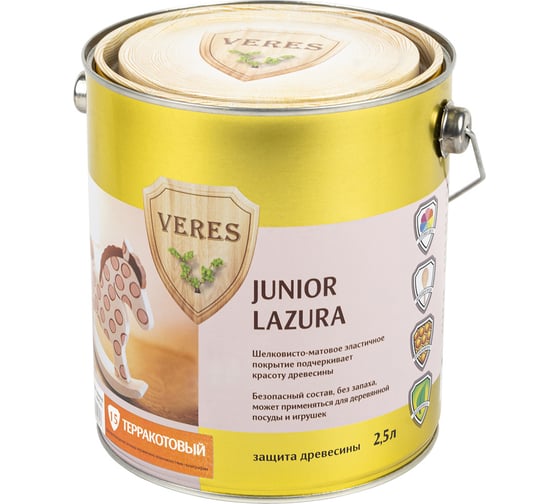 Пропитка Veres Junior Lazura №15 терракотовый 2.5 л 1/4 48895
