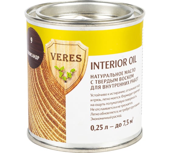 Масло Veres Oil Interior для внутренних работ №9 палисандр 0.25 л 1/6 52301