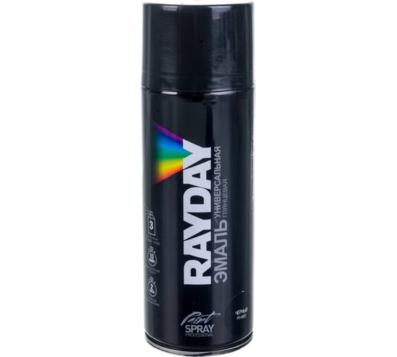 Акриловая краска аэрозоль Rayday глянцевая черная 520 мл 12 PU-0002 134992