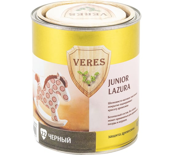Пропитка Veres Junior Lazura №22 черный 0.75 л 1/4 48871 1