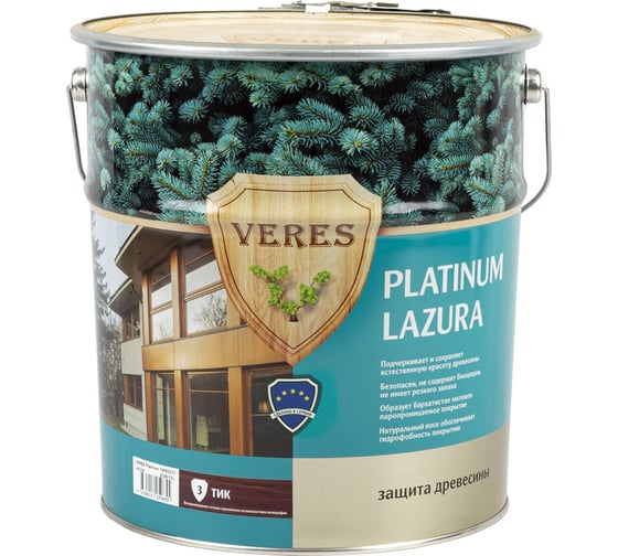 Пропитка Veres Platinum Lazura №3 тик 10 л 1 48833