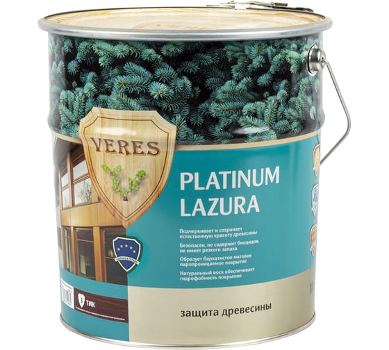 Пропитка Veres Platinum Lazura №3 тик 10 л 1 48833