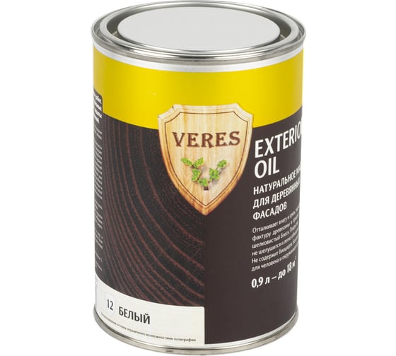 Масло Veres Oil Exterior для наружных работ №12 белый 0.9 л 1/6 52355
