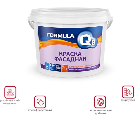 Водно-дисперсионная краска Престиж Formula Q8 фасадная 13 кг 50110