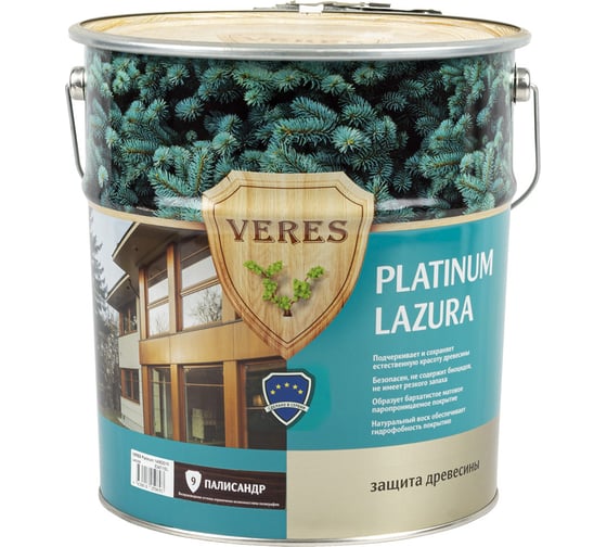 Пропитка Veres Platinum Lazura №9 палисандр 10 л 1 48837