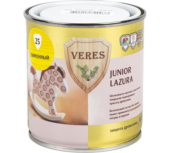 Пропитка Veres Junior Lazura №25 лимонный 0.25 л 1/6 48862 1
