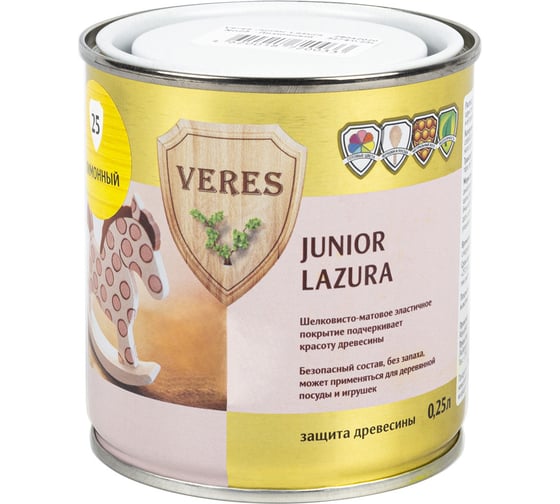 Пропитка Veres Junior Lazura №25 лимонный 0.25 л 1/6 48862