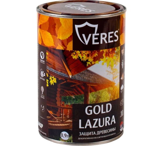 Пропитка Veres Gold Lazura №3 тик 0.9 л 1/6 42711 1