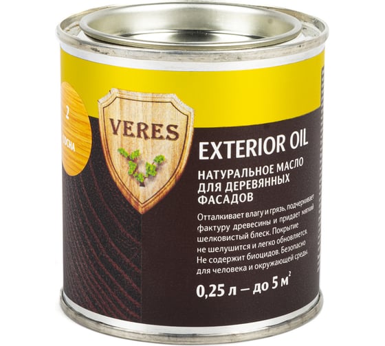 Масло Veres Oil Exterior для наружных работ №2 сосна 0.25 л 1/6 52304